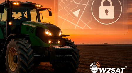 Rastreamento máquinas agrícolas: trator com sistema de segurança e rastreamento W2SAT no campo