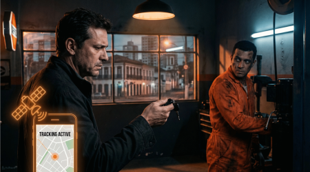 Proprietário de carro entregando chaves com apropriação indébita de veículos e rastreamento W2SAT ativo